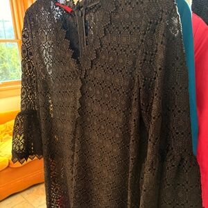 Carolina Herrera Black Lace Vneck Dress--Small